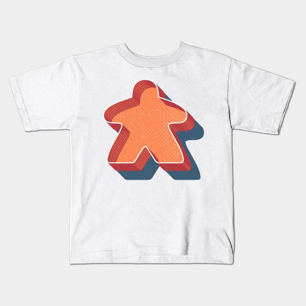 Retro Board Game Meeple Kids T-Shirt by Beam Geeks